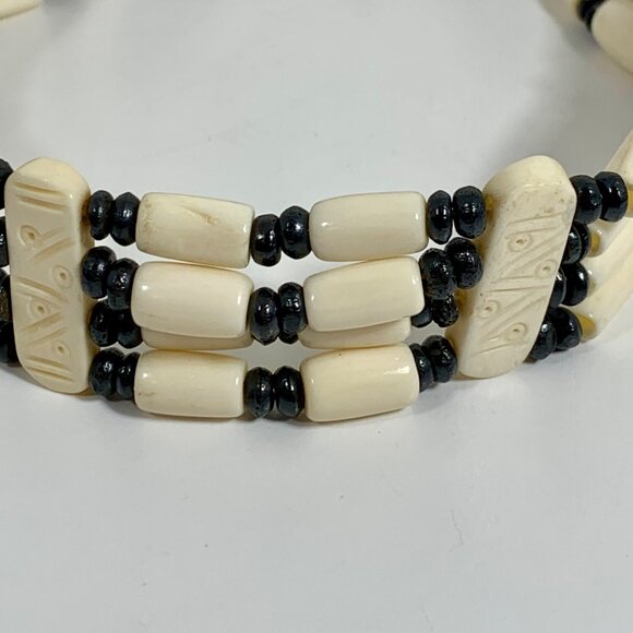 Handmade Buffalo Bone Hairpipe Traditional Tribal Choker Leather Closure  Unisex - Picture 2 of 7